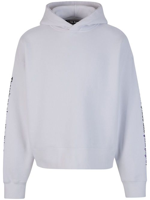 Slogan-print cotton hoodie - White