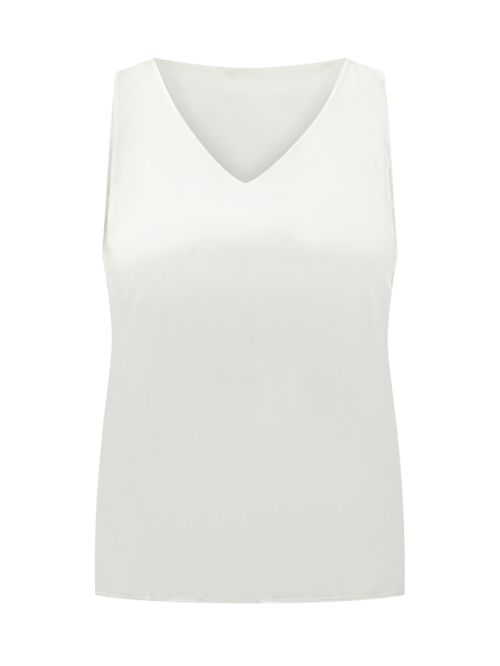 White Solid V Neck Top