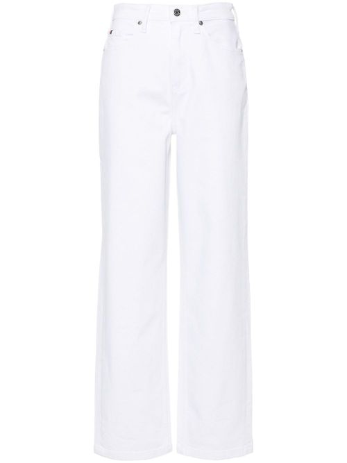 High-rise straight-leg jeans - White