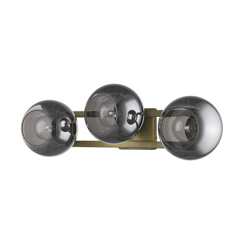 Aged Brass Three Light Wall Sconce from the Lunette Collection