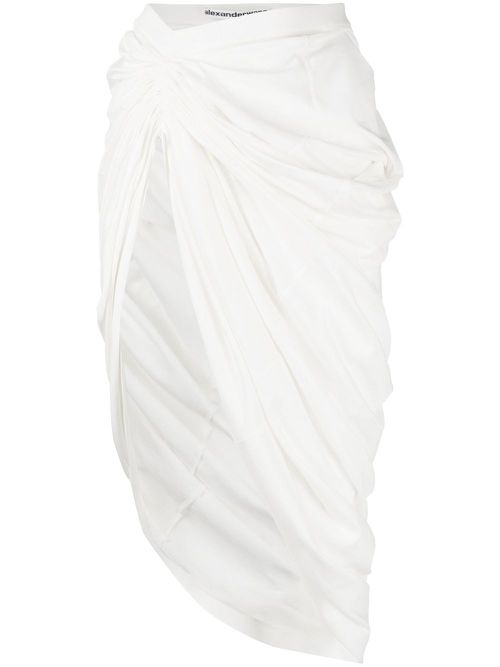 Asymmetric midi skirt - White