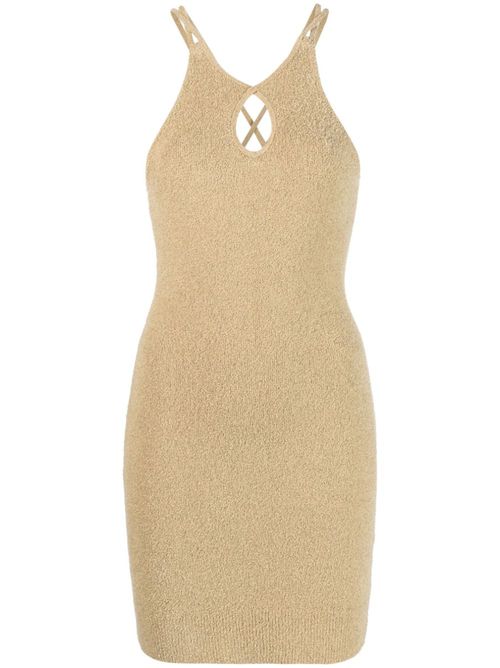 Halterneck knitted mini dress - Neutrals