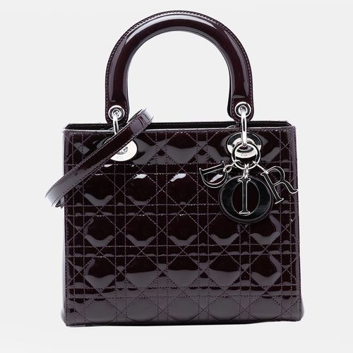 Dior Purple Medium Patent Cannage Lady Dior