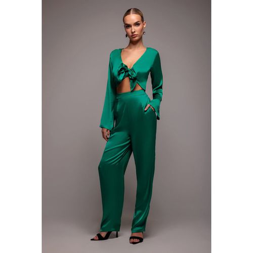 Goddiva Cut Out Satin Romper - Emerald