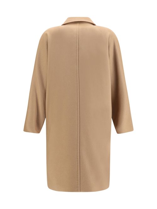 Double-Breasted Wool Drap Coat — Beige