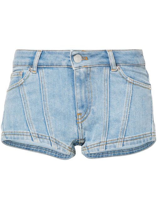 Low-rise denim mini shorts - Blue