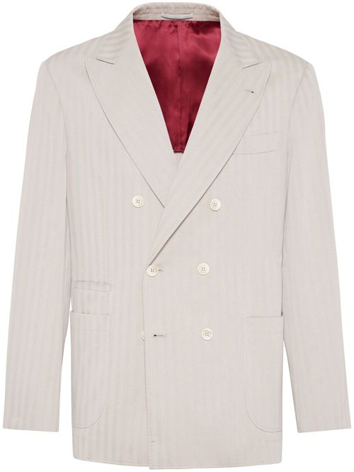 Striped double-breasted blazer - Neutrals
