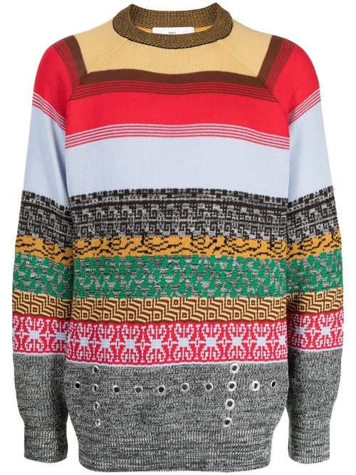 Intarsia-knit crew-neck jumper - Multicolour