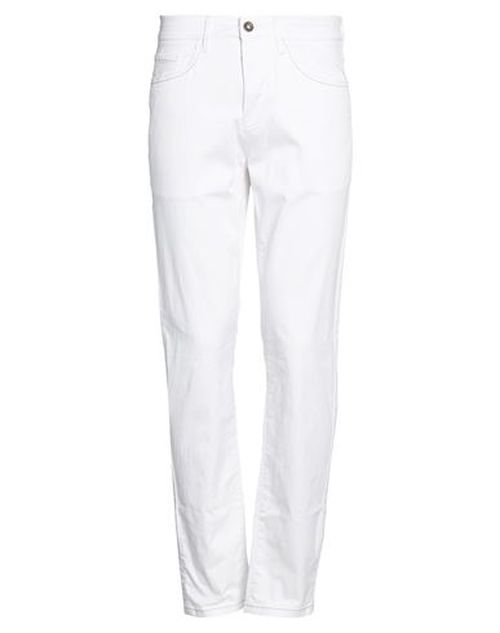 Man Pants White Size 36 Cotton, Elastane