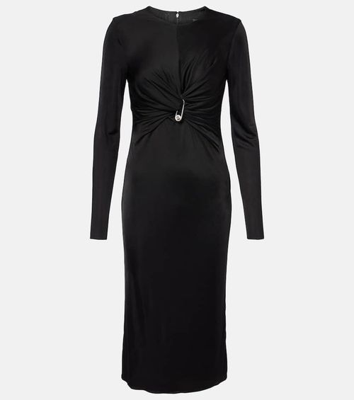 Safety Pin gathered jersey midi dress
