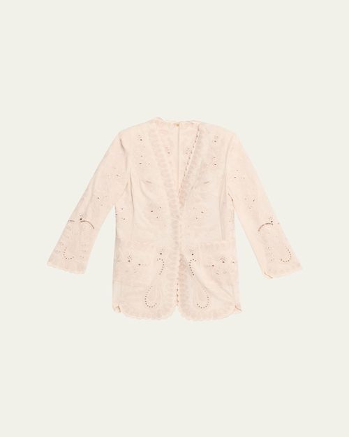 Lace Embroidered Cotton-Linen Jacket
