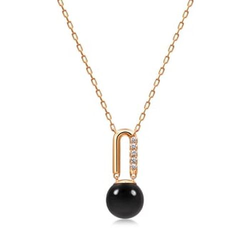 'Cosmos' 18K Rose Gold Onyx (Black Chalcedony) Necklace