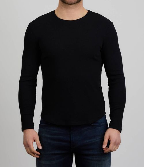 Dann Ribbed Long Sleeve Shirt In Noir