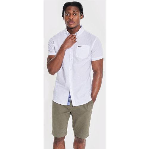 Bench Mens White 'Bowdon' Short Sleeve Cotton Shirt - Sma