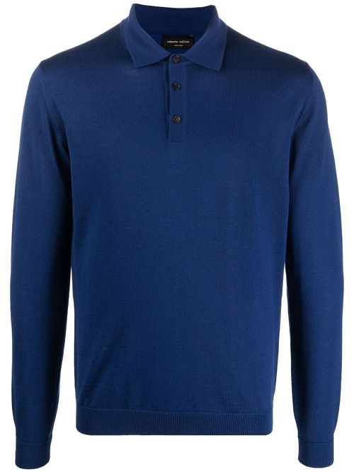 Long-sleeve polo shirt - Blue