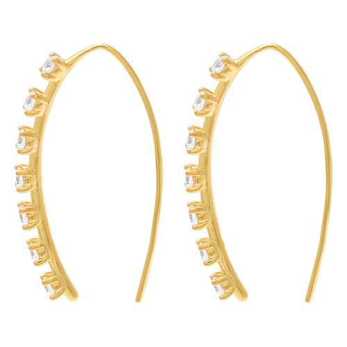 ™ Sterling Silver Cubic Zirconia Round-Cut Threader Earrings