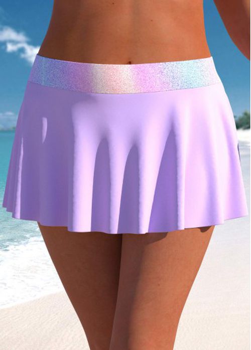 Modlily Plus Mid Waisted Light Purple Ombre Pantskirt - 3X