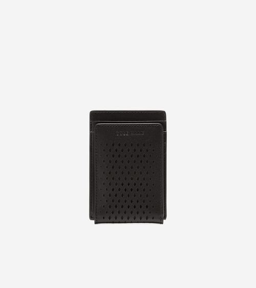 Men's Washington Perforated Card Case - Black