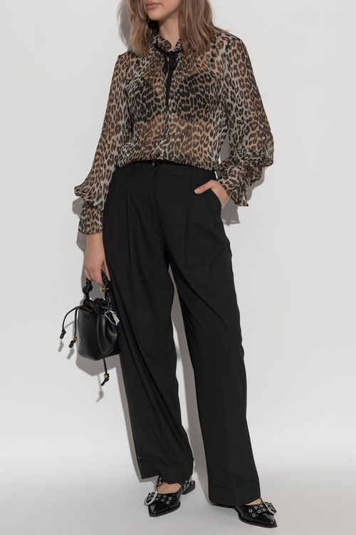 Transparent Leopard Print Shirt, Women's, Brown