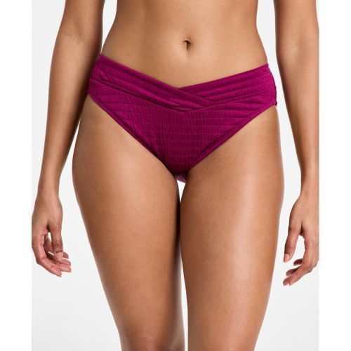 Plumberry Women's Pucker Up V-Waist High Bikini Botto