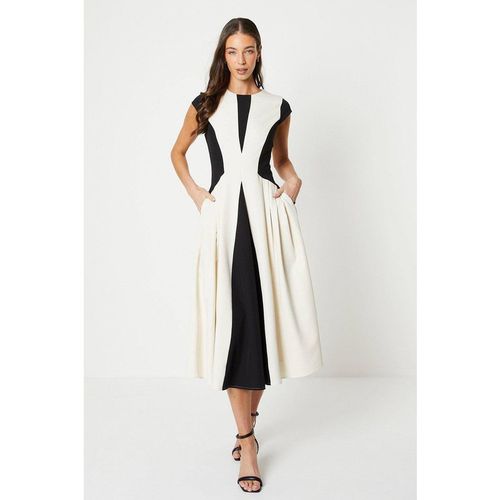 Coast Women's Crepe Colour Block Midi Dress in Mono