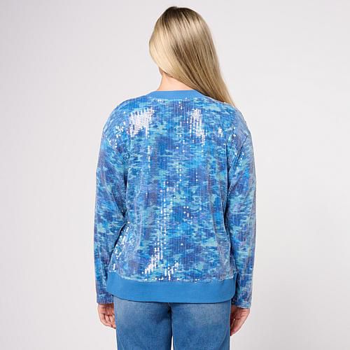 Printed Sequin Bomber Jacket - Black