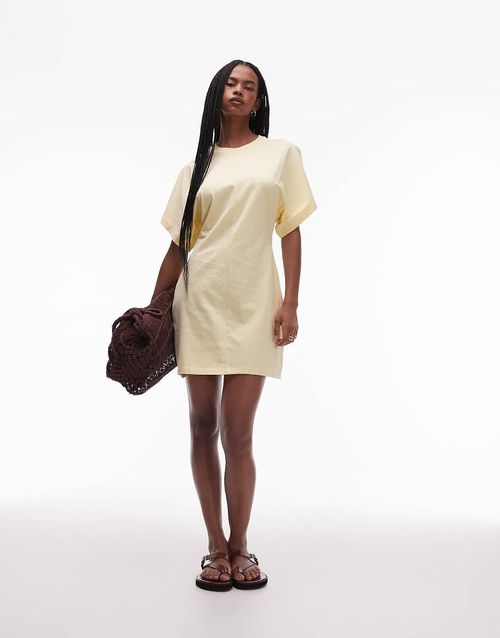 & mini jersey t-shirt dress with short kimono sleeves in yellow