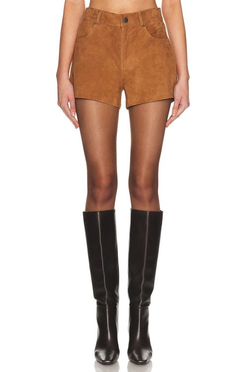 Haikure Brit Suede Short in Chocolate - Tan. 23 also , 25, 27, 28