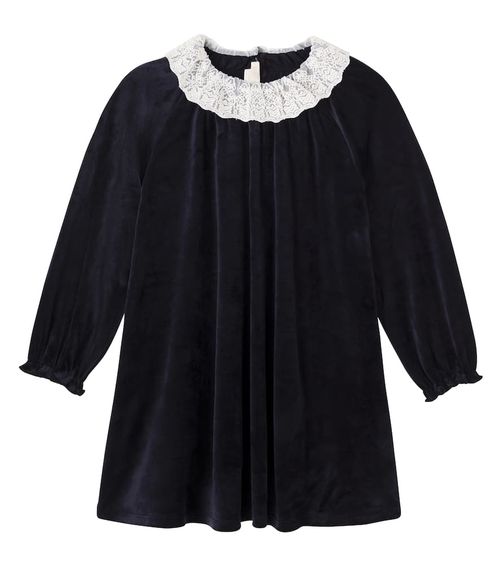 Konges Sløjd Lace-trimmed velvet dress