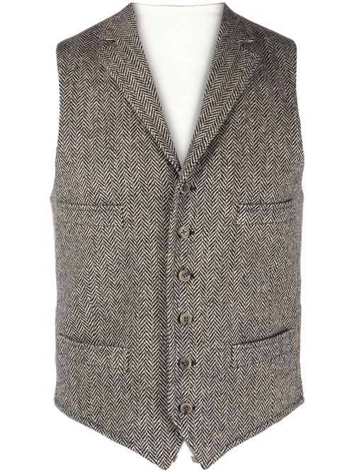 Herringbone V-neck waistcoat - Black