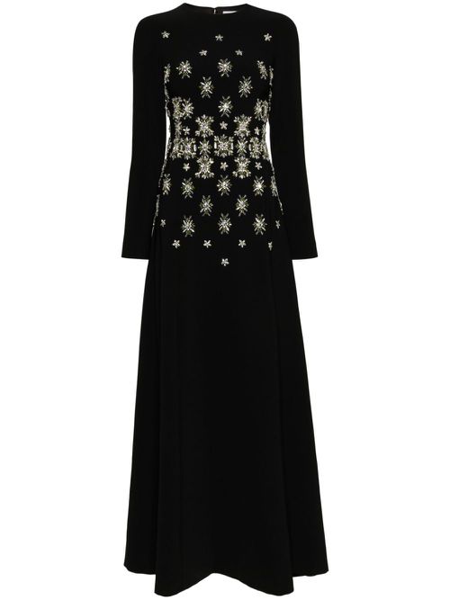 Crystal-embellished crepe gown - Black