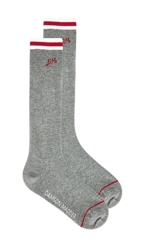Damson Madder High Knee Sock in Grey