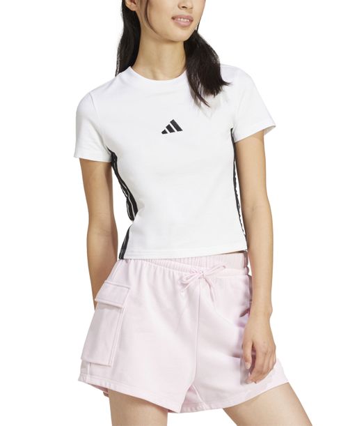 Women's Essentials Slim-Fit Short-Sleeve Baby T-Shirt - White/Black
