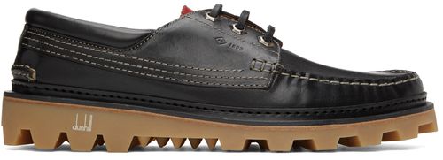 Black dunhill boat shoes