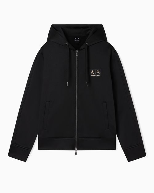 Zip-up hoodie with gold patch