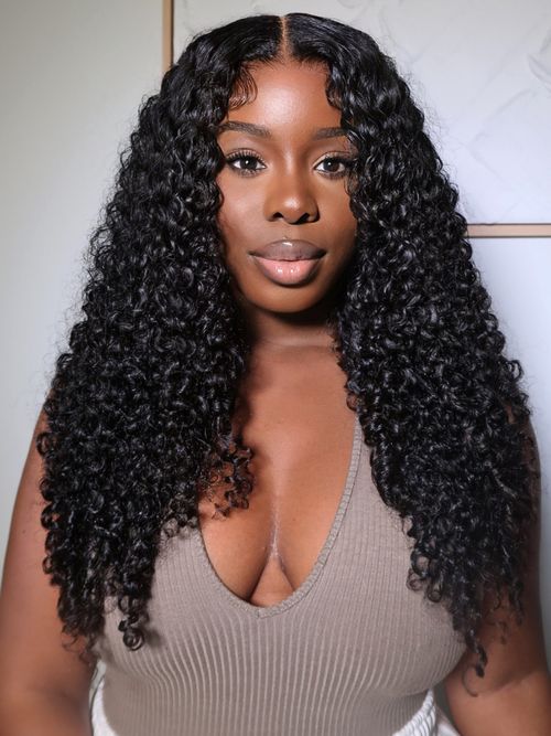 20 Inch 6x4.5 Glueless Bye-Bye Knots Pre-Cut Lace Wig Jerry Curly With Bleached Invisible Knot