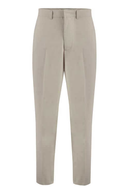 Beige Flat Front Trousers