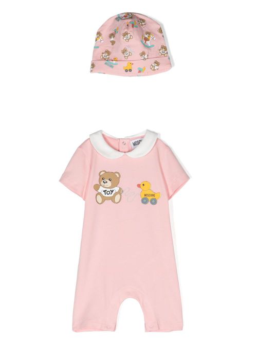 Illustration-print cotton babygrow set (set of two) - Pink