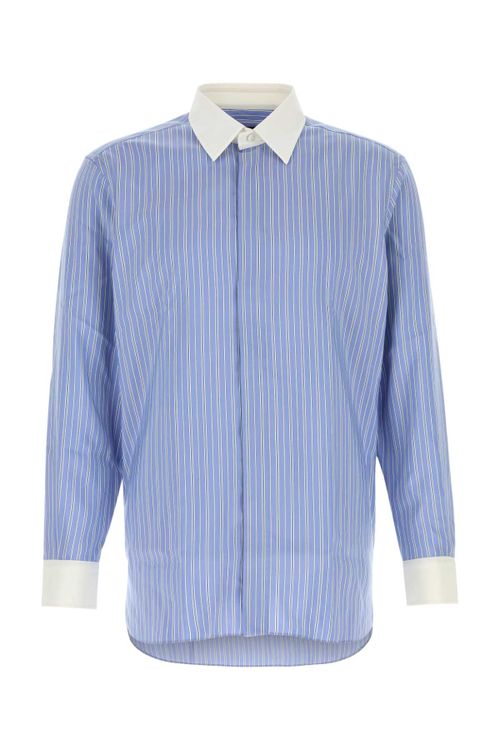 Embroidered Silk Shirt Combolightbluewhite Exterior: Camicie - Men