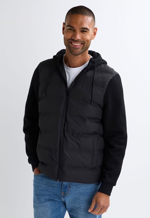 Mens Black Hybrid Hooded Jacket
