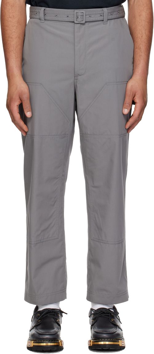 Gray Cotton Suiting Carpenter Trousers