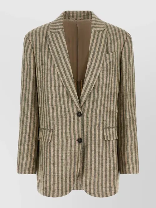 Brunello Cucinelli - relaxed stripe blazer linen blend