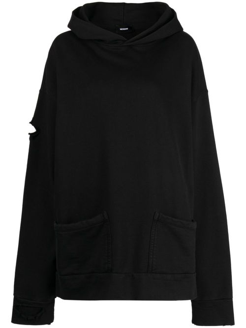 Logo-print cotton hoodie - Black