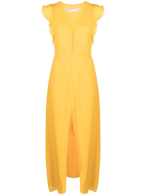 Long empire-line silk dress - Orange