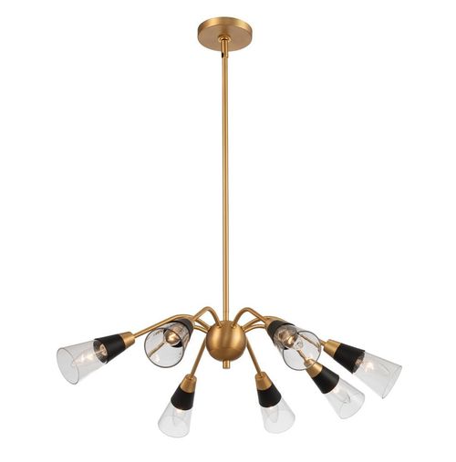 Kalco Ponti 8-Light Chandelier in Matte Black with New Brass - 513172BNB