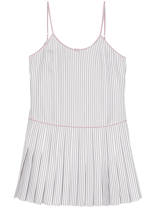 Grey Striped Pleated Minidress