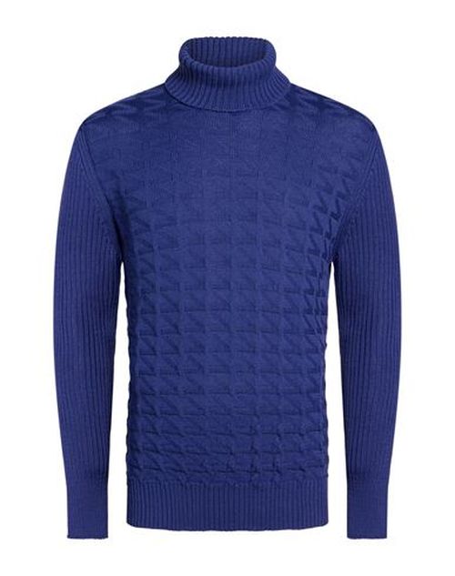 Man Turtleneck Blue Size L Merino Wool, Acrylic
