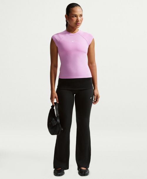 Women's Sportswear Chill Knit Mid-Rise Tight Ribbed Pants - Black/sail