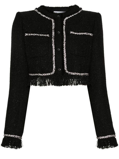 Cropped bouclé jacket - Black