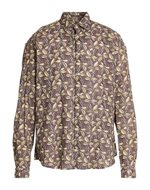 Man Shirt Dark brown Size S Cotton, Linen